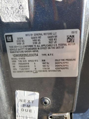 2012 CHEVROLET TRAVERSE LT - 1GNKVGED5CJ330754