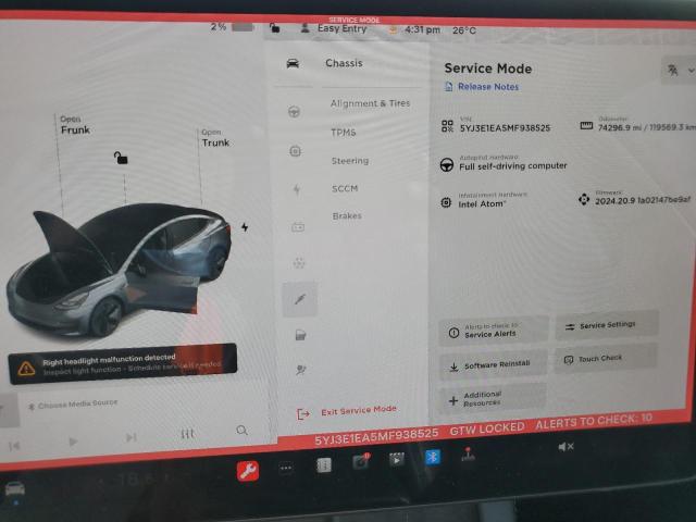 2021 TESLA MODEL 3 - 5YJ3E1EA5MF938525