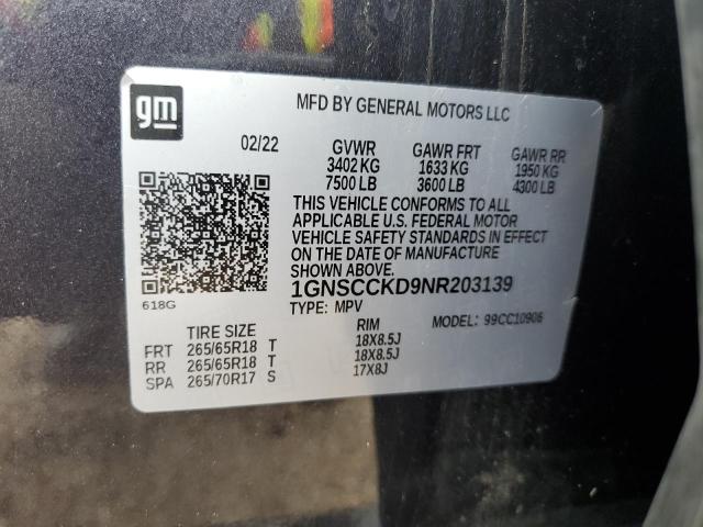 2022 CHEVROLET SUBURBAN C - 1GNSCCKD9NR203139