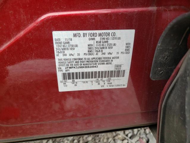 2019 FORD EDGE SEL - 2FMPK3J98KBB24943
