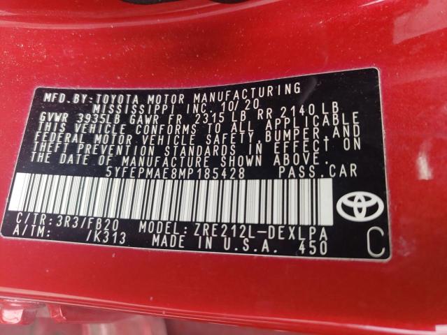 2021 TOYOTA COROLLA LE - 5YFEPMAE8MP185428