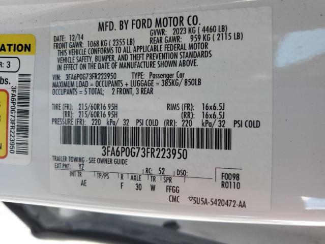 VIN 3FA6P0G73FR223950 2015 Ford Fusion, S no.12