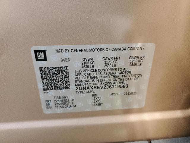 2018 CHEVROLET EQUINOX LT - 2GNAXSEV2J6319593