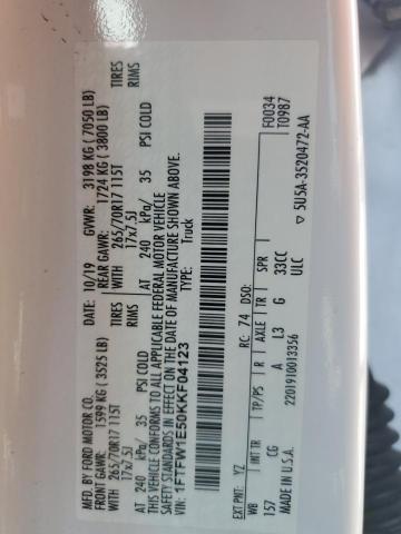 2019 FORD F150 SUPER - 1FTFW1E50KKF04123