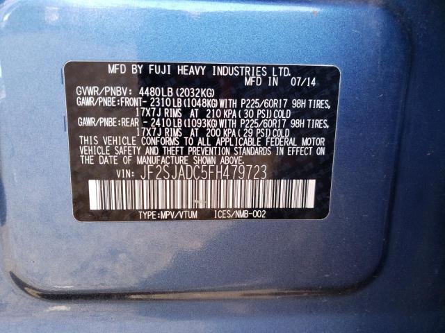 2015 SUBARU FORESTER JF2SJADC5FH479723