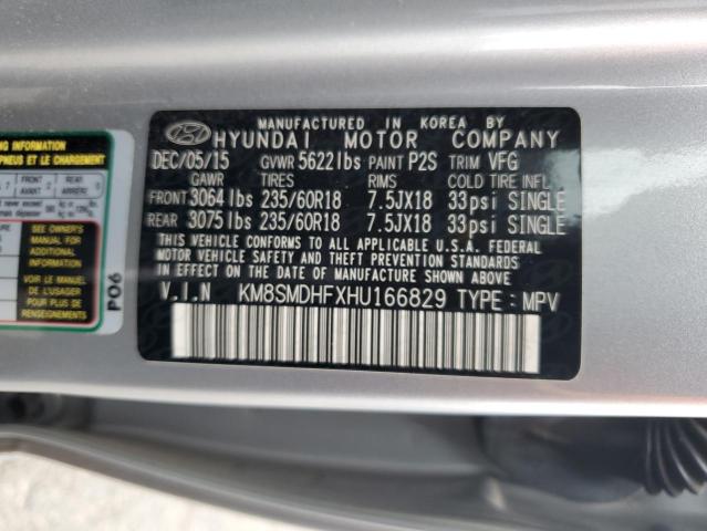 2017 HYUNDAI SANTE FE - KM8SMDHFXHU166829