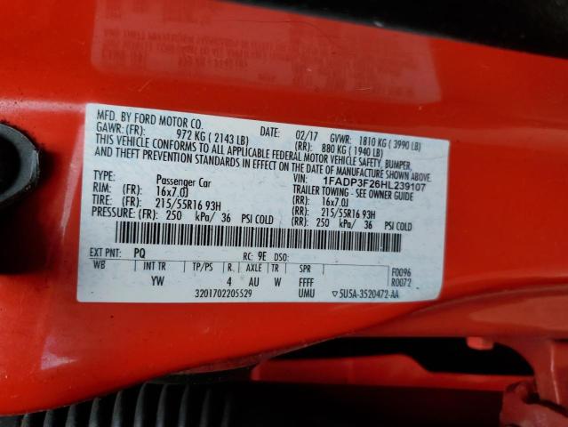 2017 FORD FOCUS SE - 1FADP3F26HL239107