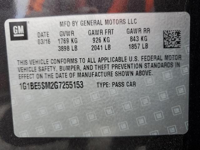 2016 CHEVROLET CRUZE LT - 1G1BE5SM2G7255153