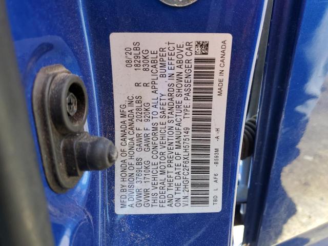 2020 HONDA CIVIC LX - 2HGFC2F6XLH575149