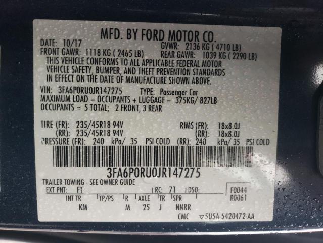 VIN 3FA6P0RU0JR147275 2018 Ford Fusion, Titanium/Pl... no.12