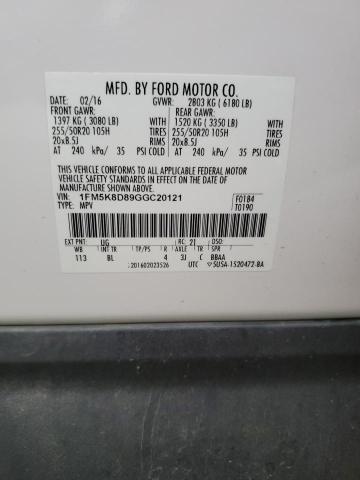 2016 FORD EXPLORER - 1FM5K8D89GGC20121