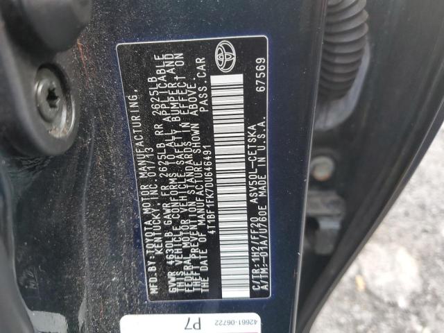 VIN 4T1BF1FK7DU646491 2013 Toyota Camry, L no.12