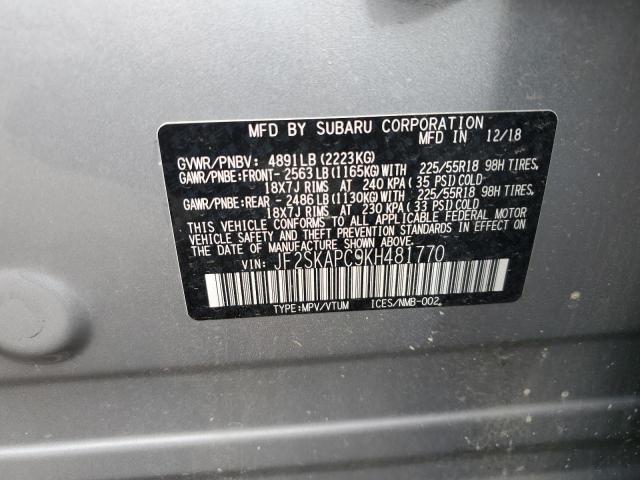 2019 SUBARU FORESTER S - JF2SKAPC9KH481770
