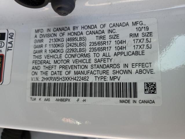 VIN 2HKRW5H3XKH422462 2019 Honda CR-V, LX no.12