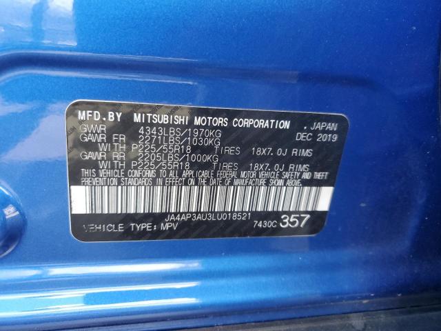 2020 MITSUBISHI OUTLANDER - JA4AP3AU3LU018521