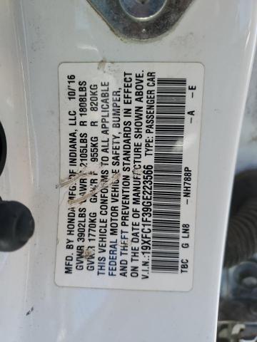 VIN 19XFC1F39GE223566 2016 Honda Civic, EX no.12