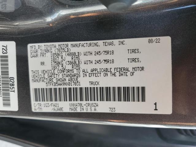 2022 TOYOTA TUNDRA DOU - 5TFKB5AA9NX017031