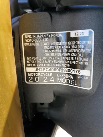 2024 HONDA CBR600 RA JH2PC4089RK800176