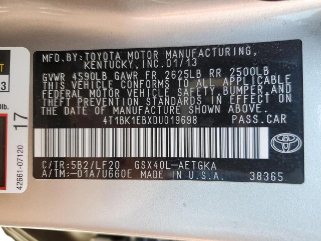 VIN 4T1BK1EBXDU019698 2013 Toyota Avalon, Base no.12