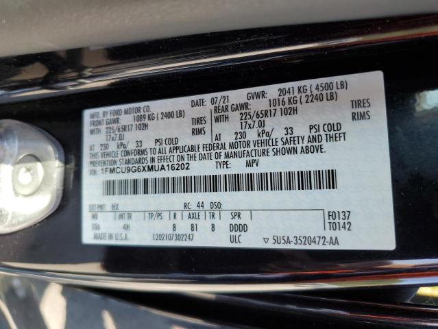 VIN 1FMCU9G6XMUA16202 2021 Ford Escape, SE no.13