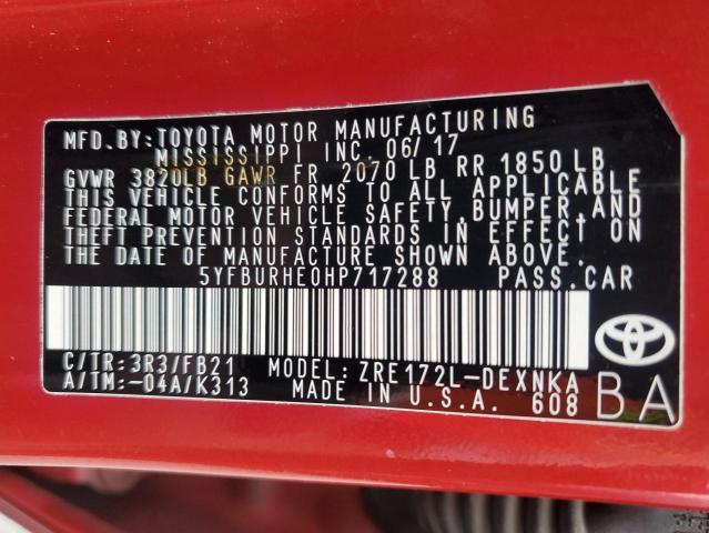 2017 TOYOTA COROLLA L - 5YFBURHE0HP717288