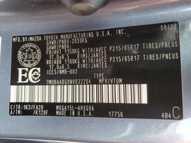 2022 TOYOTA COROLLA CR - 7MUBAABG9NV032204