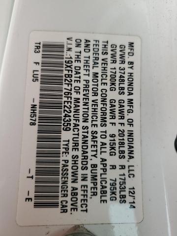 2015 HONDA CIVIC SE 19XFB2F76FE224359