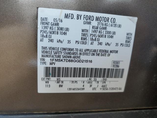 2016 FORD EXPLORER X - 1FM5K7D88GGD21516