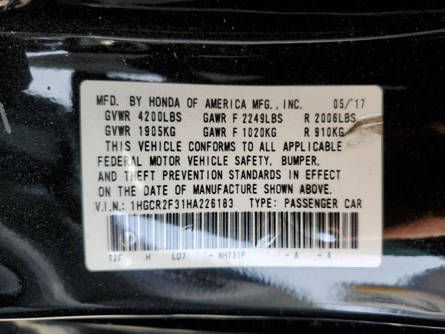 VIN 1HGCR2F31HA226183 2017 HONDA ACCORD no.12