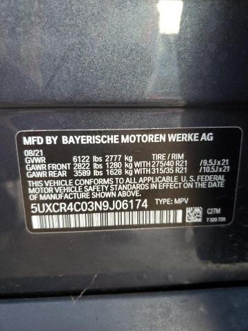 VIN 5UXCR4C03N9J06174 2022 BMW X5 no.13