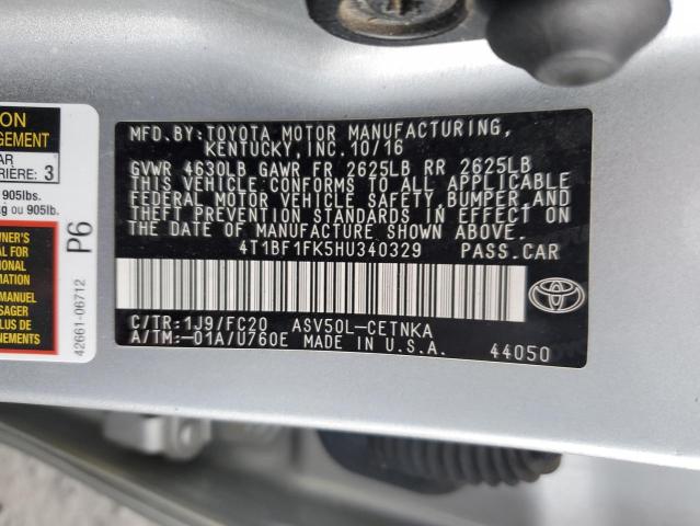 2017 TOYOTA CAMRY LE - 4T1BF1FK5HU340329