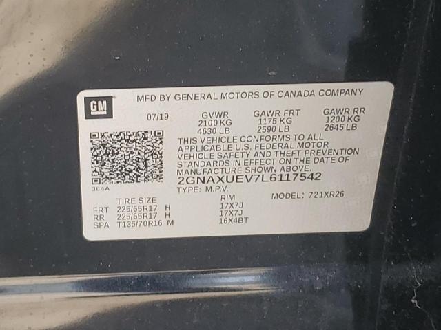 2020 CHEVROLET EQUINOX LT - 2GNAXUEV7L6117542