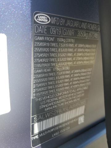 2020 LAND ROVER RANGE ROVE - SALWS2RU6LA895085