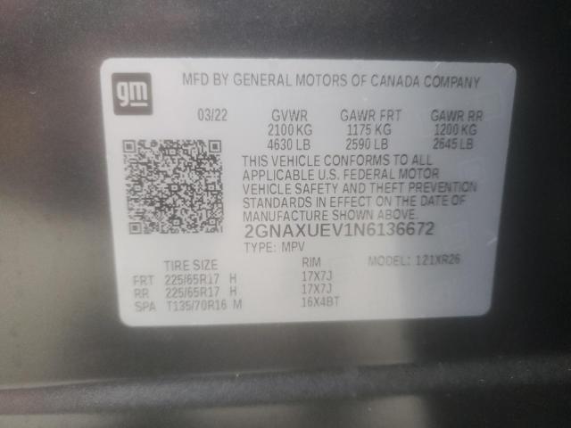 2022 CHEVROLET EQUINOX LT - 2GNAXUEV1N6136672