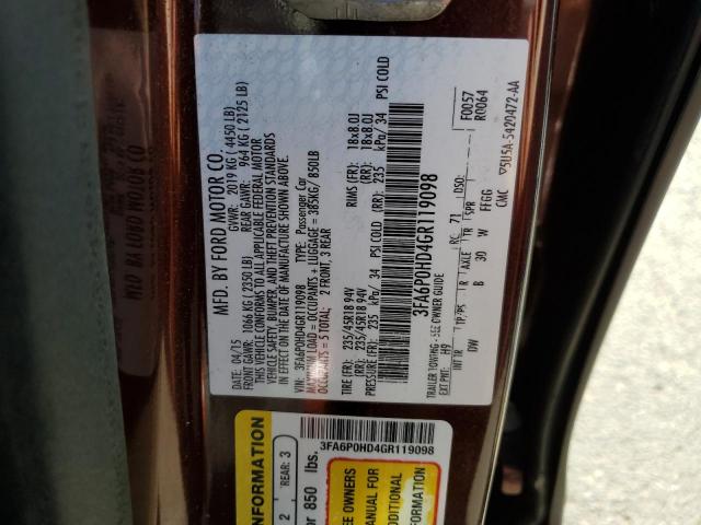 VIN 3FA6P0HD4GR119098 2016 Ford Fusion, SE no.12