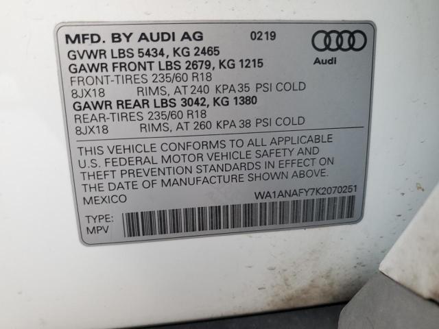 2019 AUDI Q5 PREMIUM - WA1ANAFY7K2070251