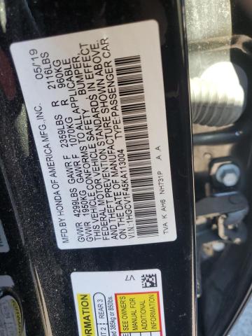 VIN 1HGCV1F45KA113004 2019 Honda Accord, EX no.12