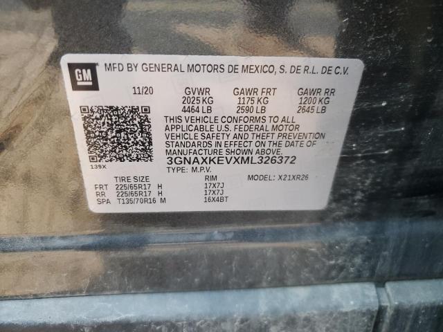 2021 CHEVROLET EQUINOX LT - 3GNAXKEVXML326372