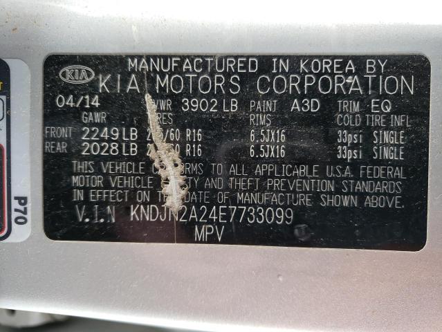 VIN KNDJN2A24E7733099 2014 KIA SOUL no.13