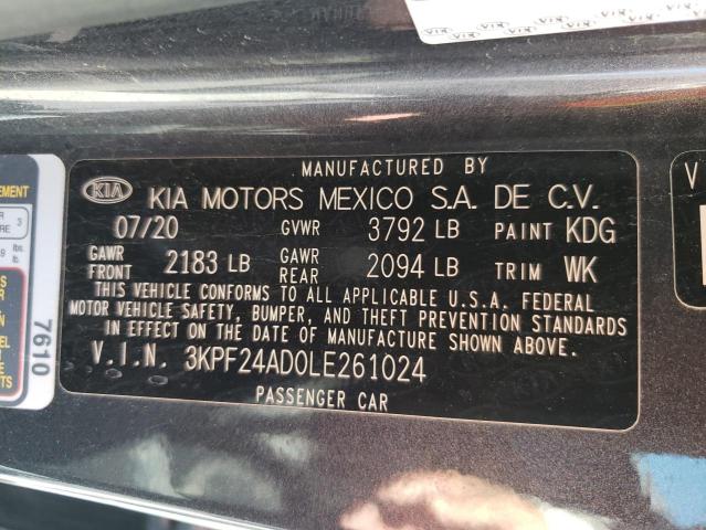 VIN 3KPF24AD0LE261024 2020 KIA Forte, FE no.12