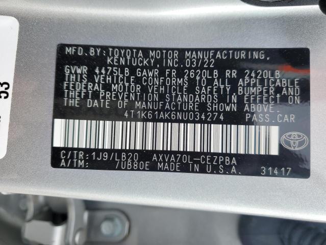 2022 TOYOTA CAMRY XSE - 4T1K61AK6NU034274