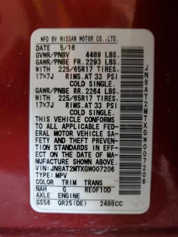 2016 NISSAN ROGUE S - JN8AT2MTXGW007206