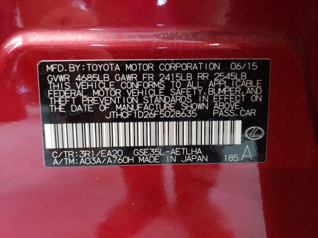 2015 LEXUS IS 250 - JTHCF1D26F5028635