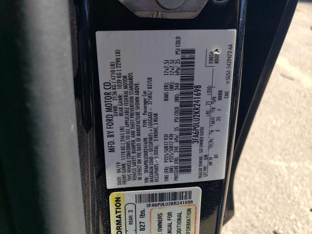2019 FORD FUSION - 3FA6P0LU2KR241698