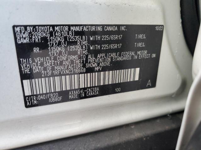 2022 TOYOTA RAV4 LE - 2T3F1RFVXNC316668