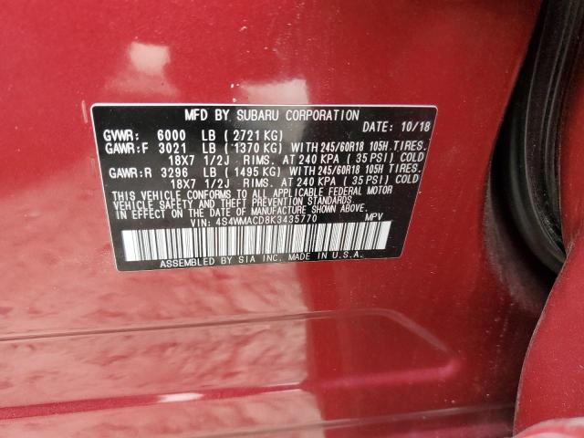 VIN 4S4WMACD8K3435770 2019 Subaru Ascent, Premium no.14