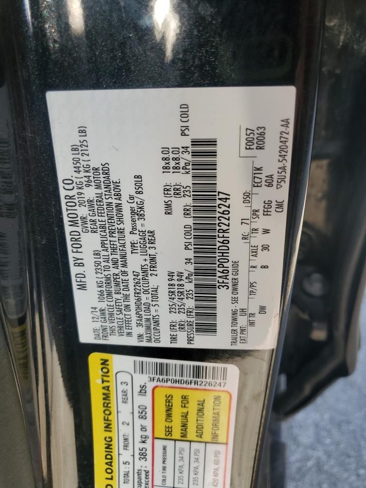 Lot #3020971803 2015 FORD FUSION SE