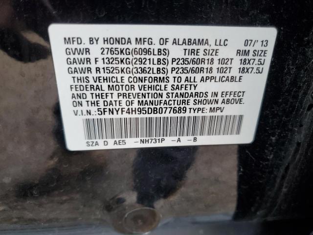 VIN 5FNYF4H95DB077689 2013 Honda Pilot, Touring no.13