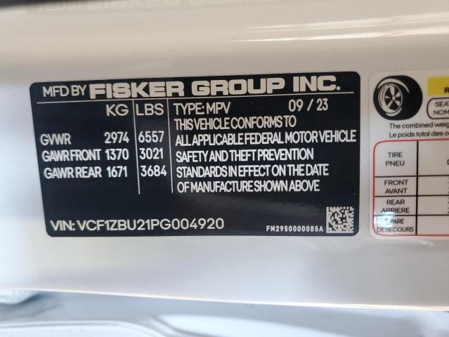 VIN VCF1ZBU21PG004920 2023 Fisker Ocean, Ocean One no.12