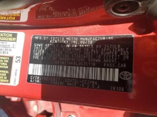 2020 TOYOTA CAMRY TRD 4T1NZ1AK6LU035118  70035154